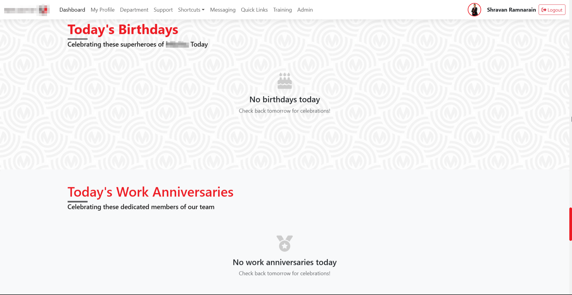 Today's Birthdays and Work Anniversaries